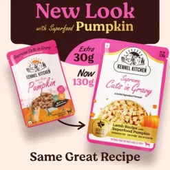 Kennel Kitchen Lamb with Pumpkin Supreme Cuts In Gravy Wet Dog Food - 130 g Packs