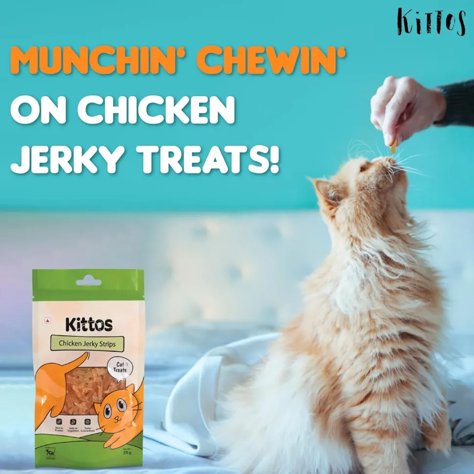Kittos Purr-Fect Chicken Jerky Strips Cat Treats - 35 g