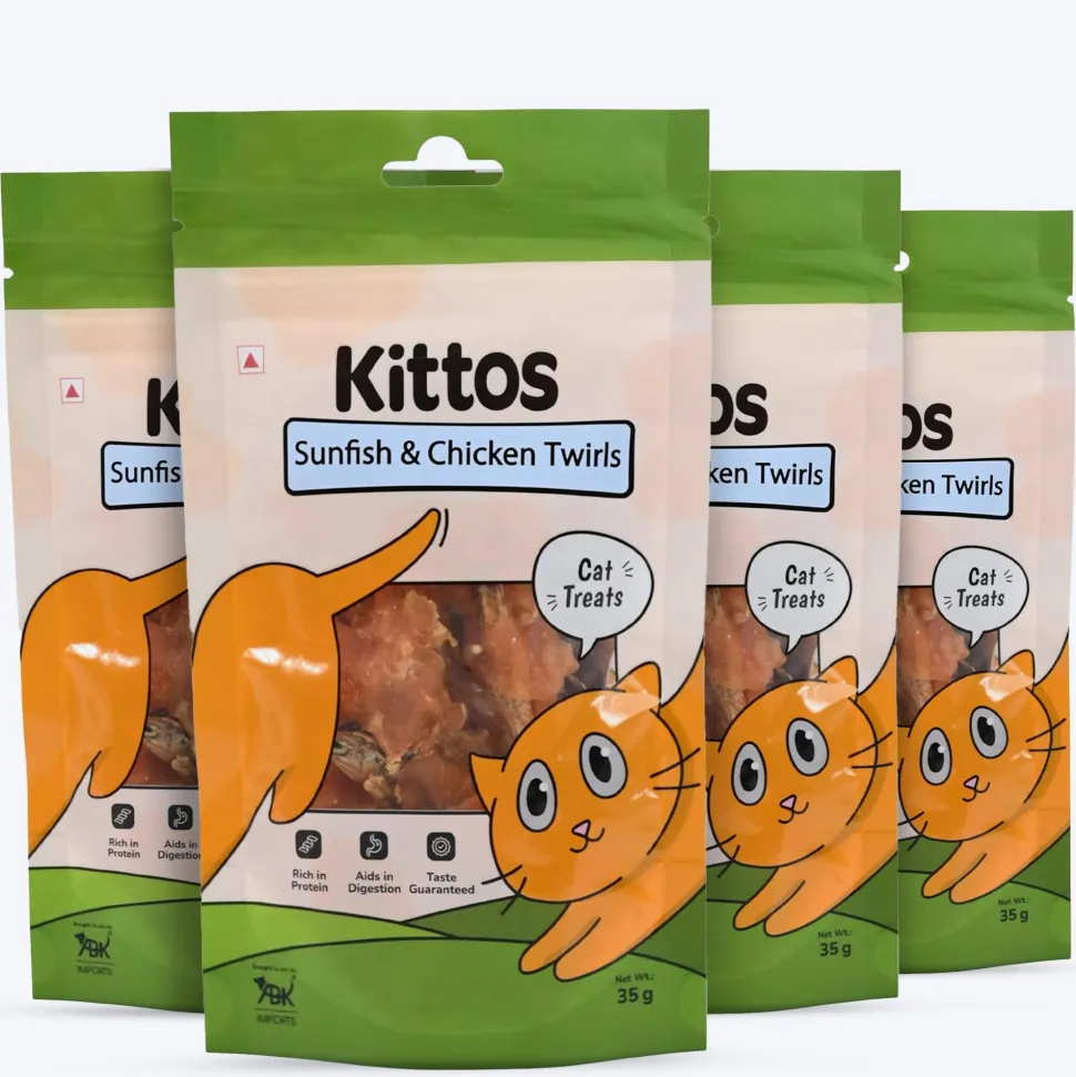 Kittos Purr-Fect Sunfish & Chicken Twirls Cat Treats - 35 g
