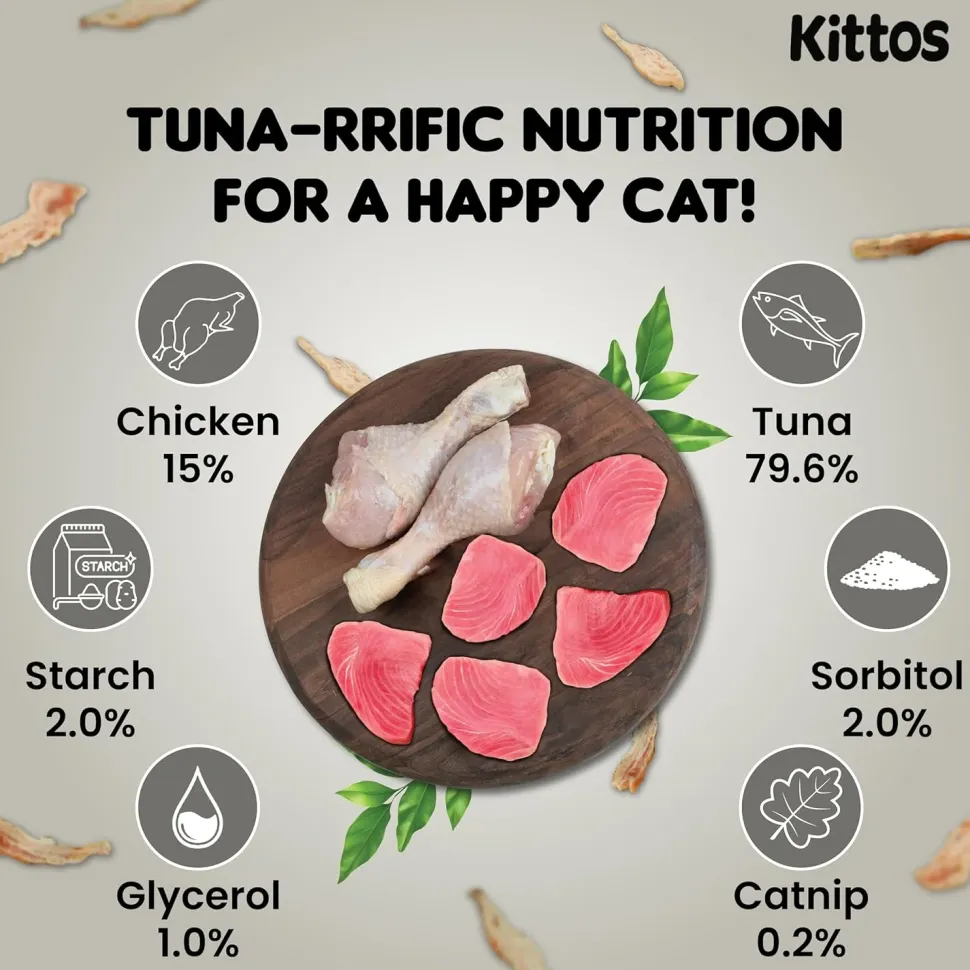 Kittos Purr-Fect Tuna Jerky Strips Cat Treats - 35 g
