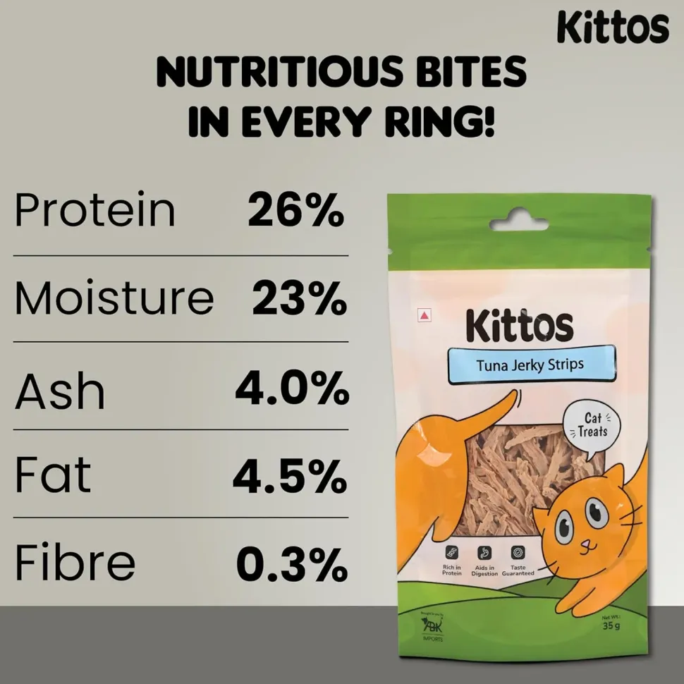 Kittos Purr-Fect Tuna Jerky Strips Cat Treats - 35 g