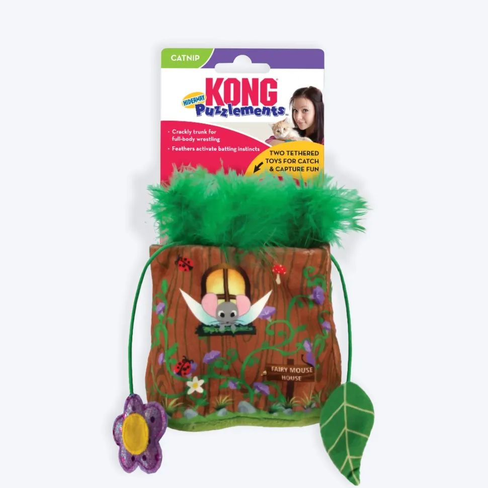 KONG Puzzlements Hideaway With Catnip Interactive Toy For Cat - Brown