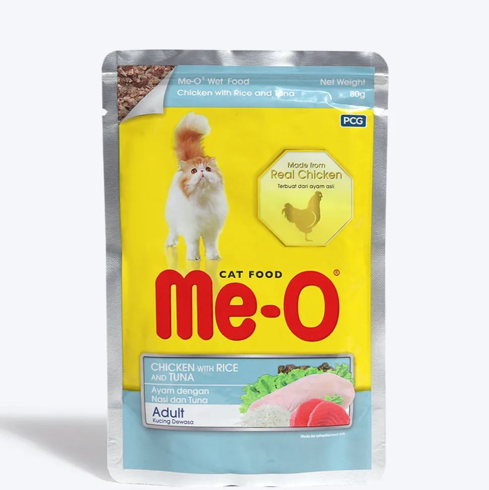 Me-O Chicken Rice and Tuna Fish Adult Wet Cat Food - 80 g packs
