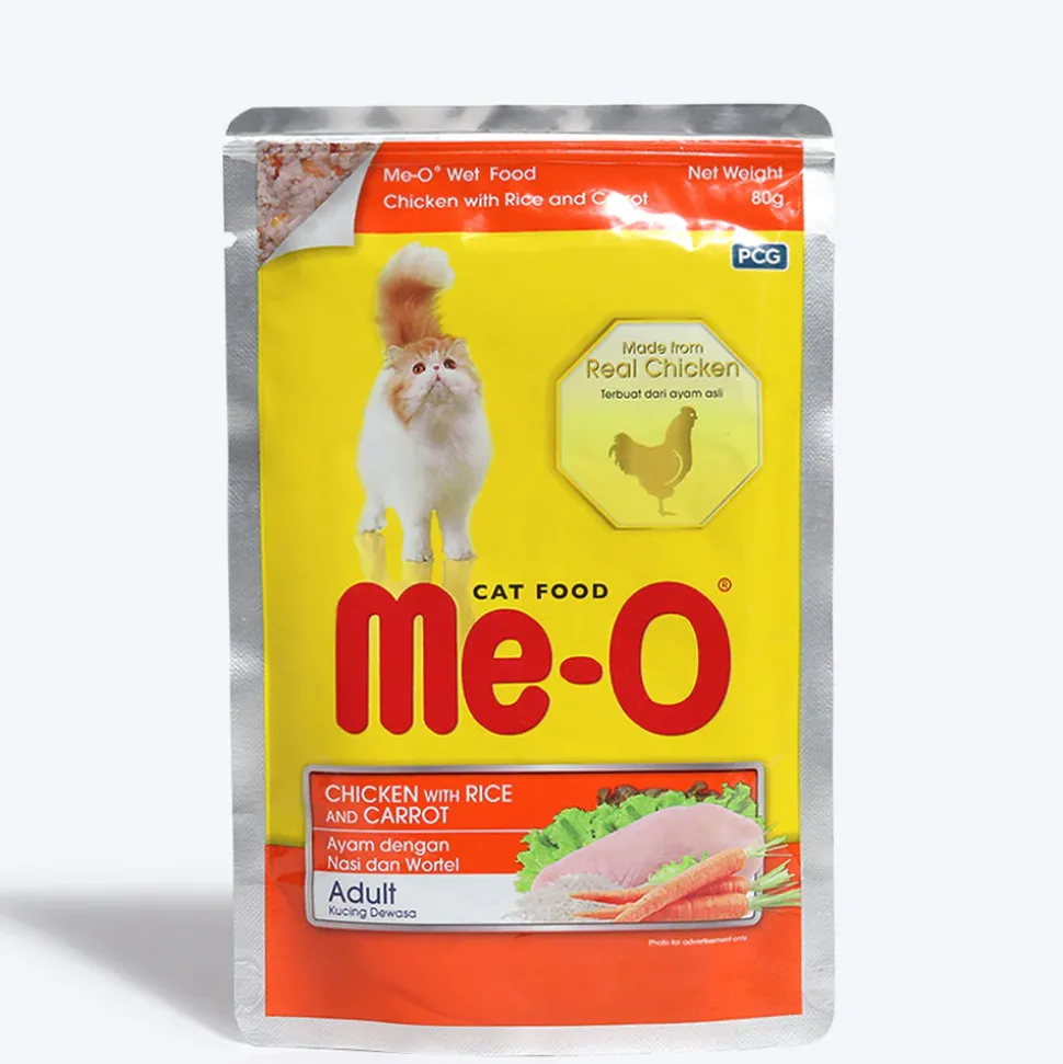 Me-O Chicken with Rice and Carrot Adult Wet Cat Food - 80 g packs