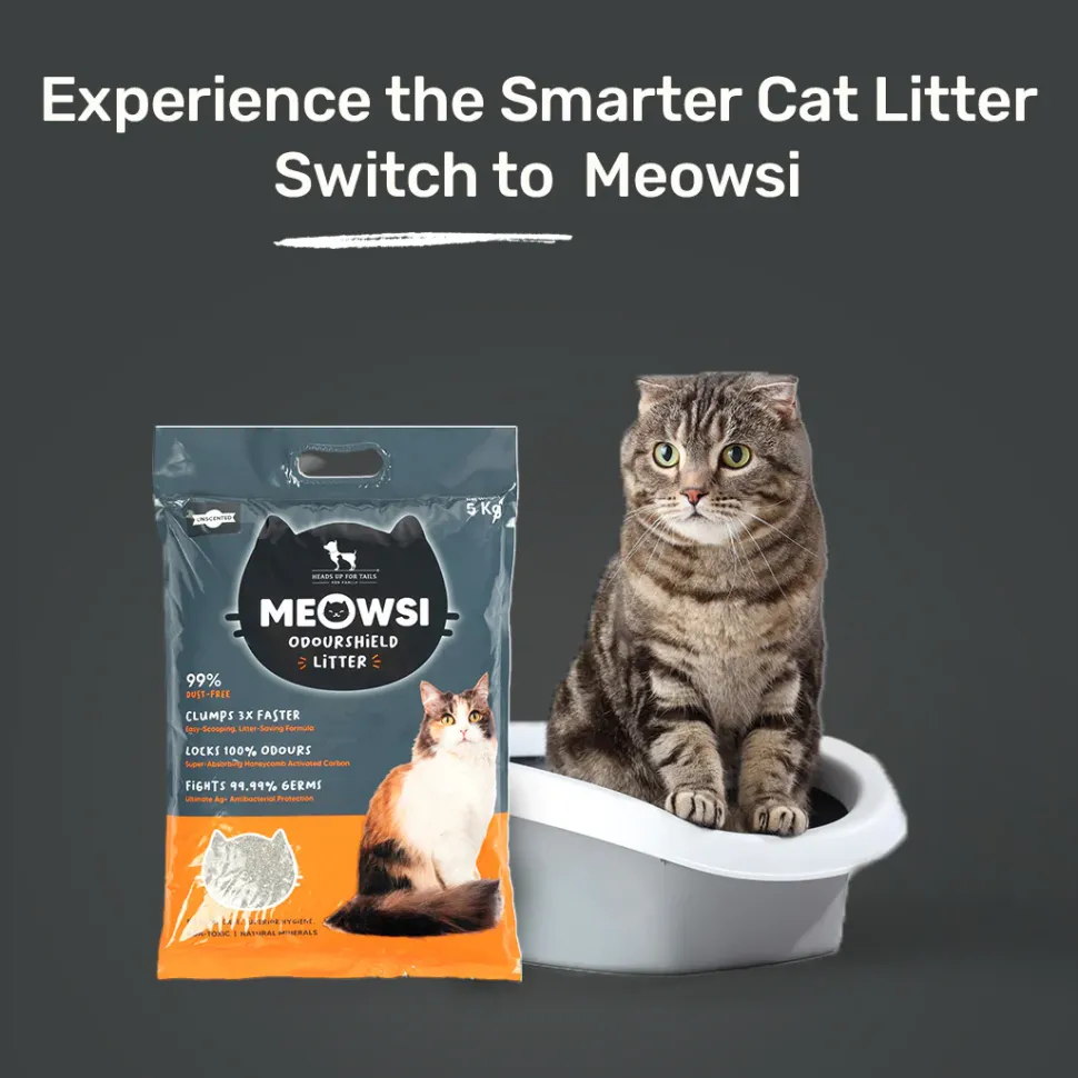 Meowsi By HUFT OdourShield Unscented Cat Litter Activated Carbon 5kg