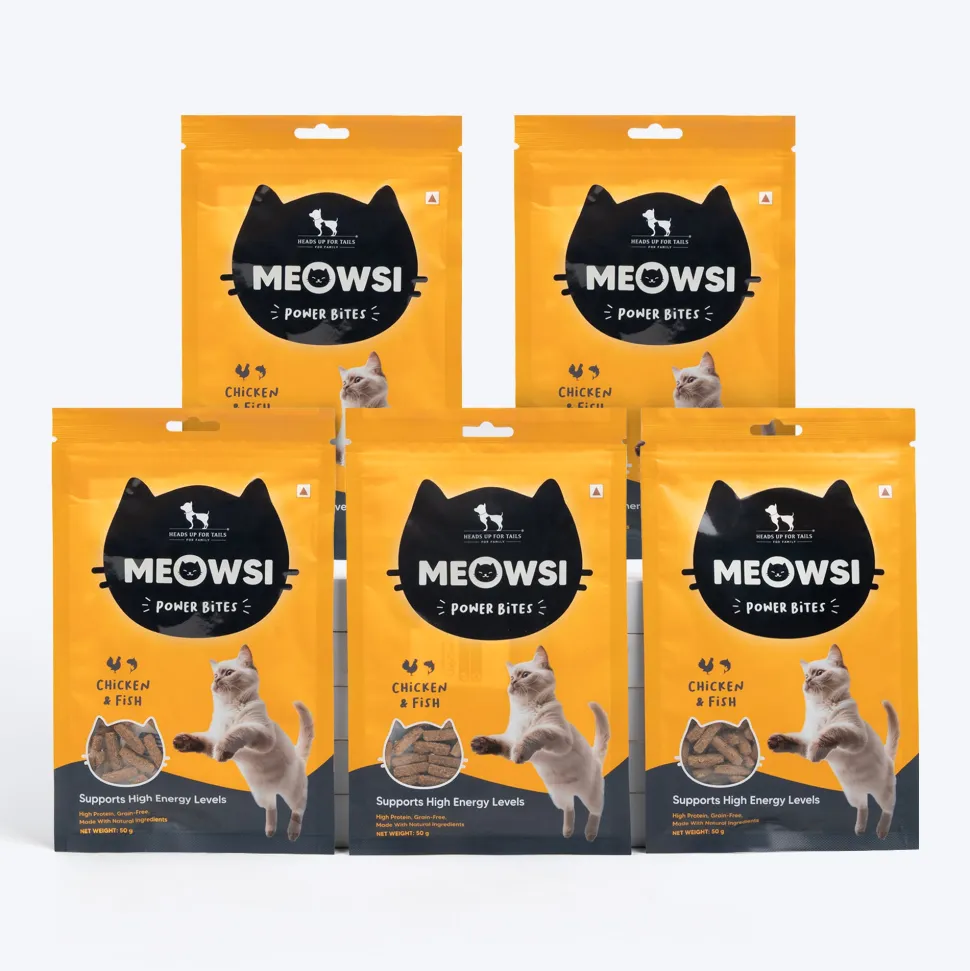 Meowsi Chicken & Fish Power Bites Cat Treats Grain-Free 50g (Best Before August'26)