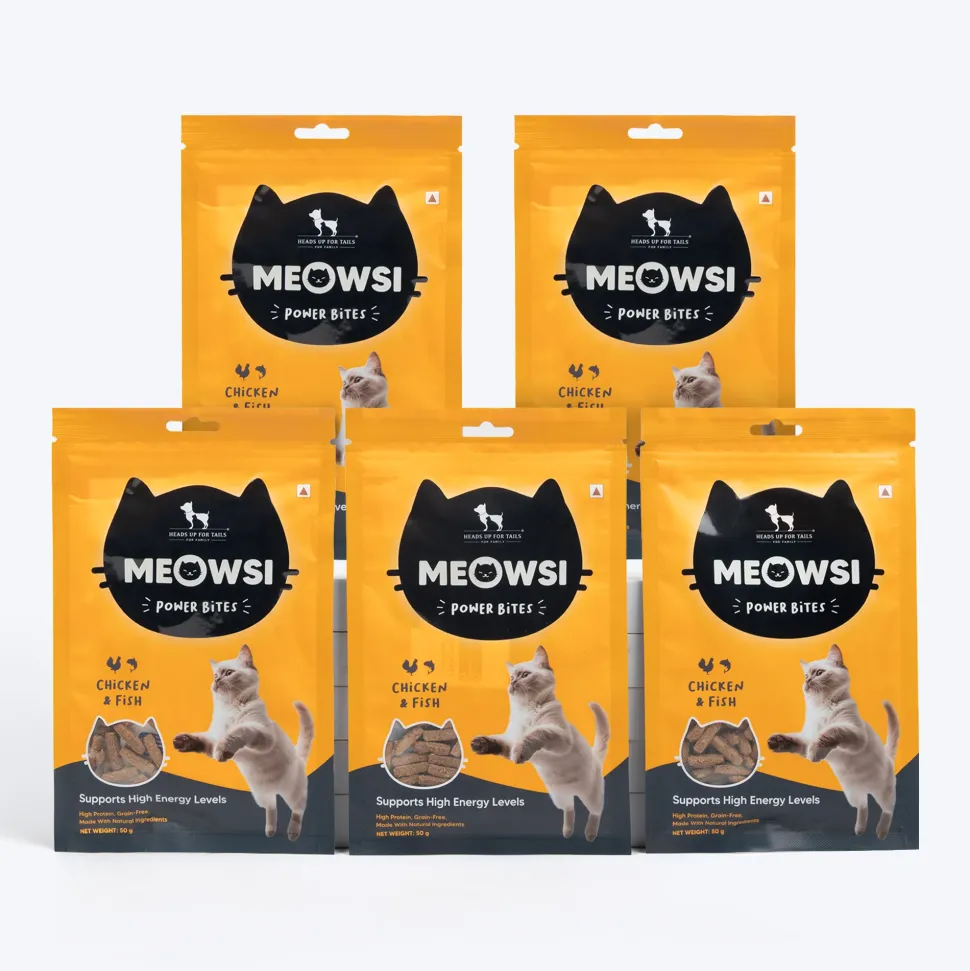 Meowsi Chicken & Fish Power Bites Cat Treats Grain-Free 50g (Best Before August'26)