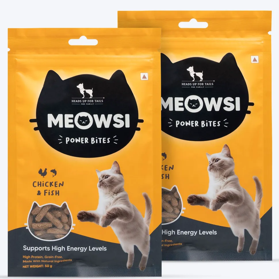 Meowsi Chicken & Fish Power Bites Cat Treats Grain-Free 50g (Best Before August'26)