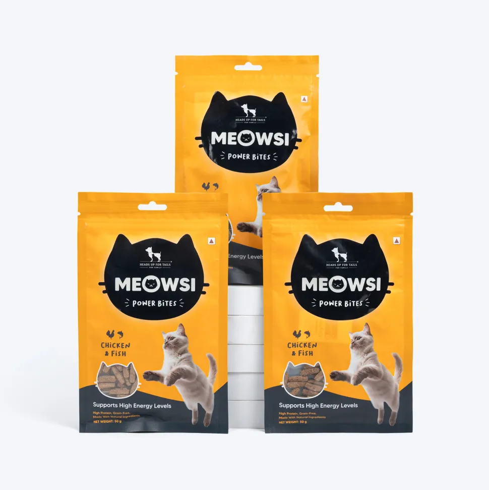 Meowsi Chicken & Fish Power Bites Cat Treats Grain-Free 50g (Best Before August'26)
