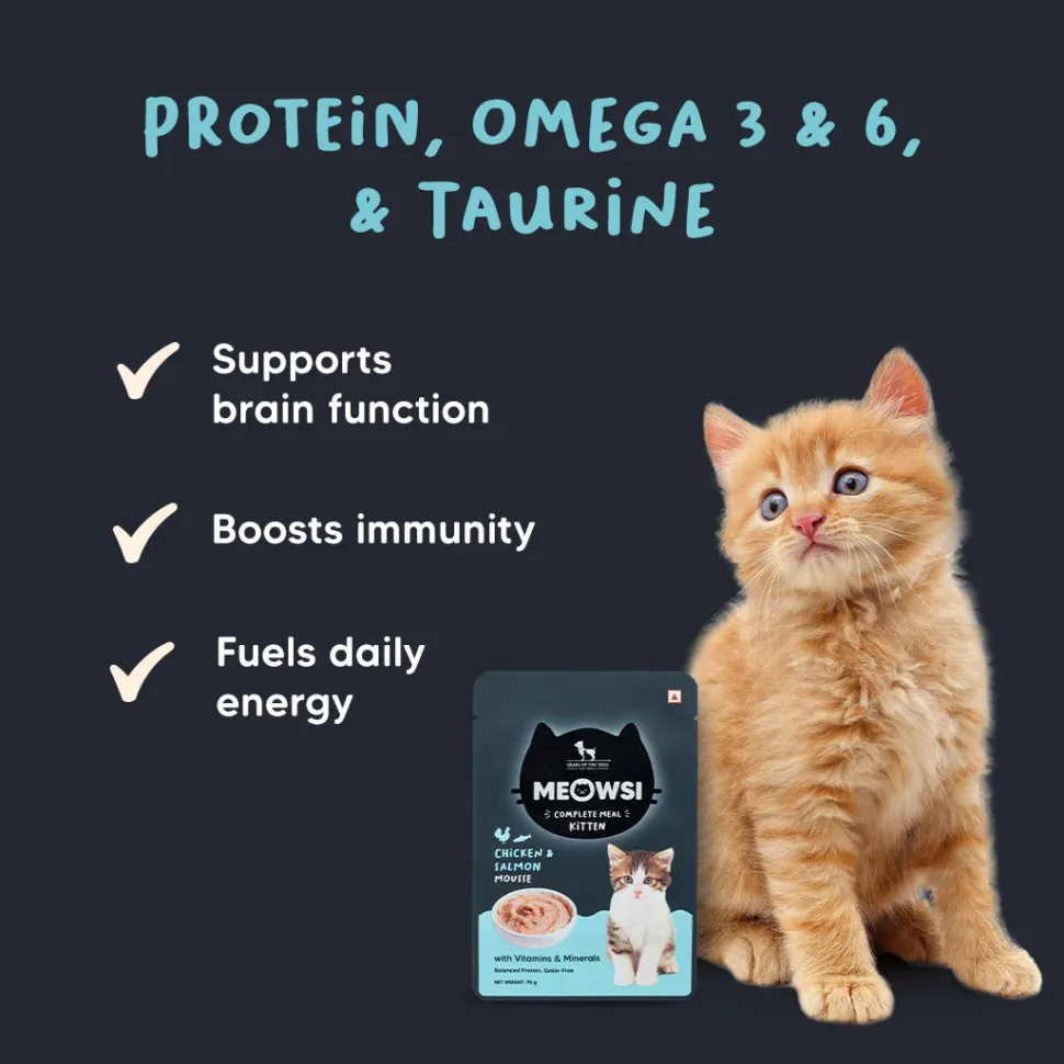 Meowsi Chicken & Salmon Mousse Wet Food for Kittens 70g