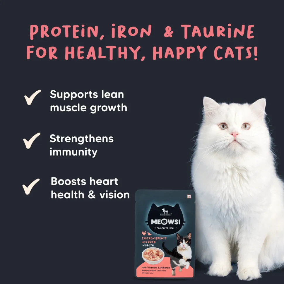Meowsi Chicken Breast & Duck in Broth Wet Cat Food 80g