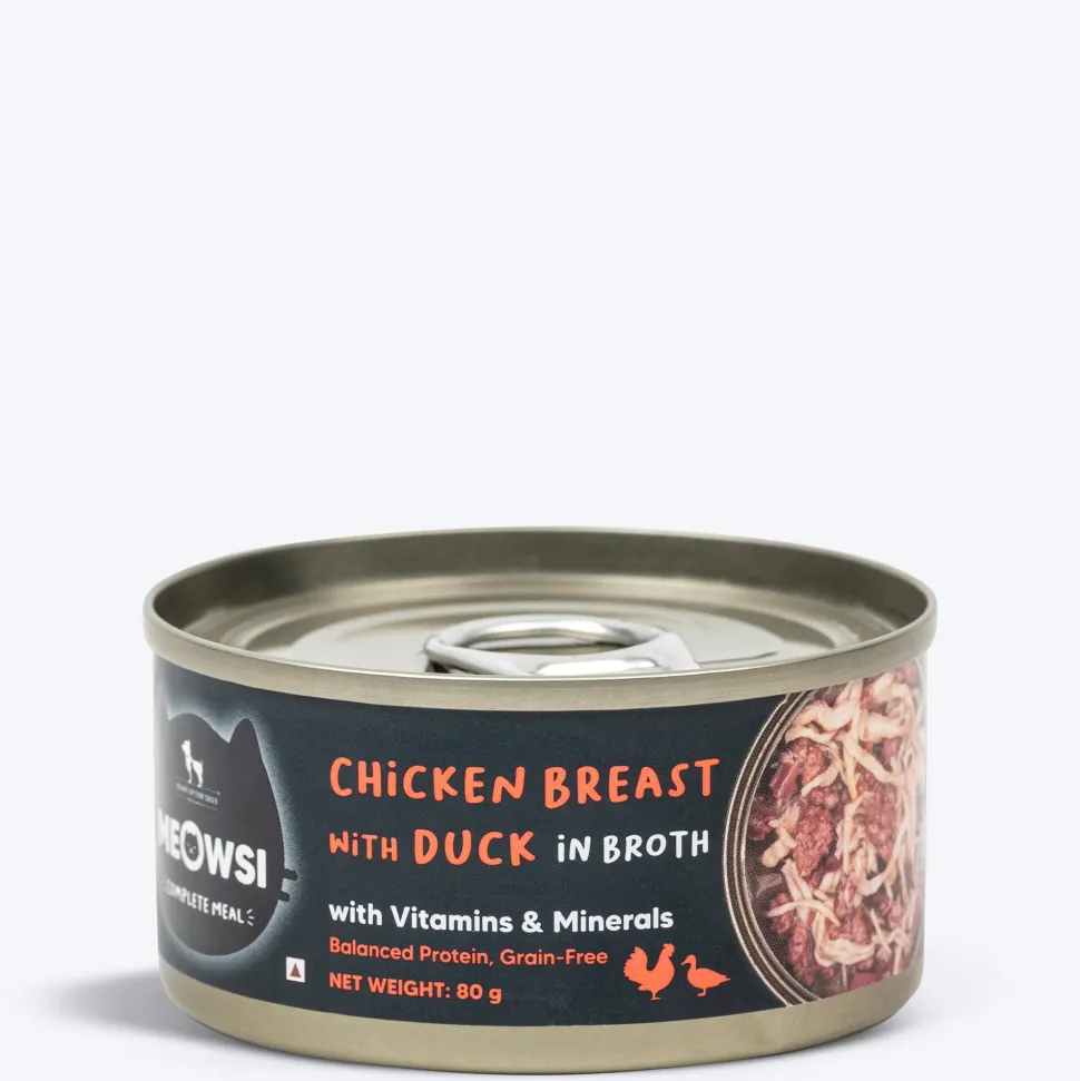 Meowsi Chicken Breast & Duck in Broth Canned Cat Food 80g