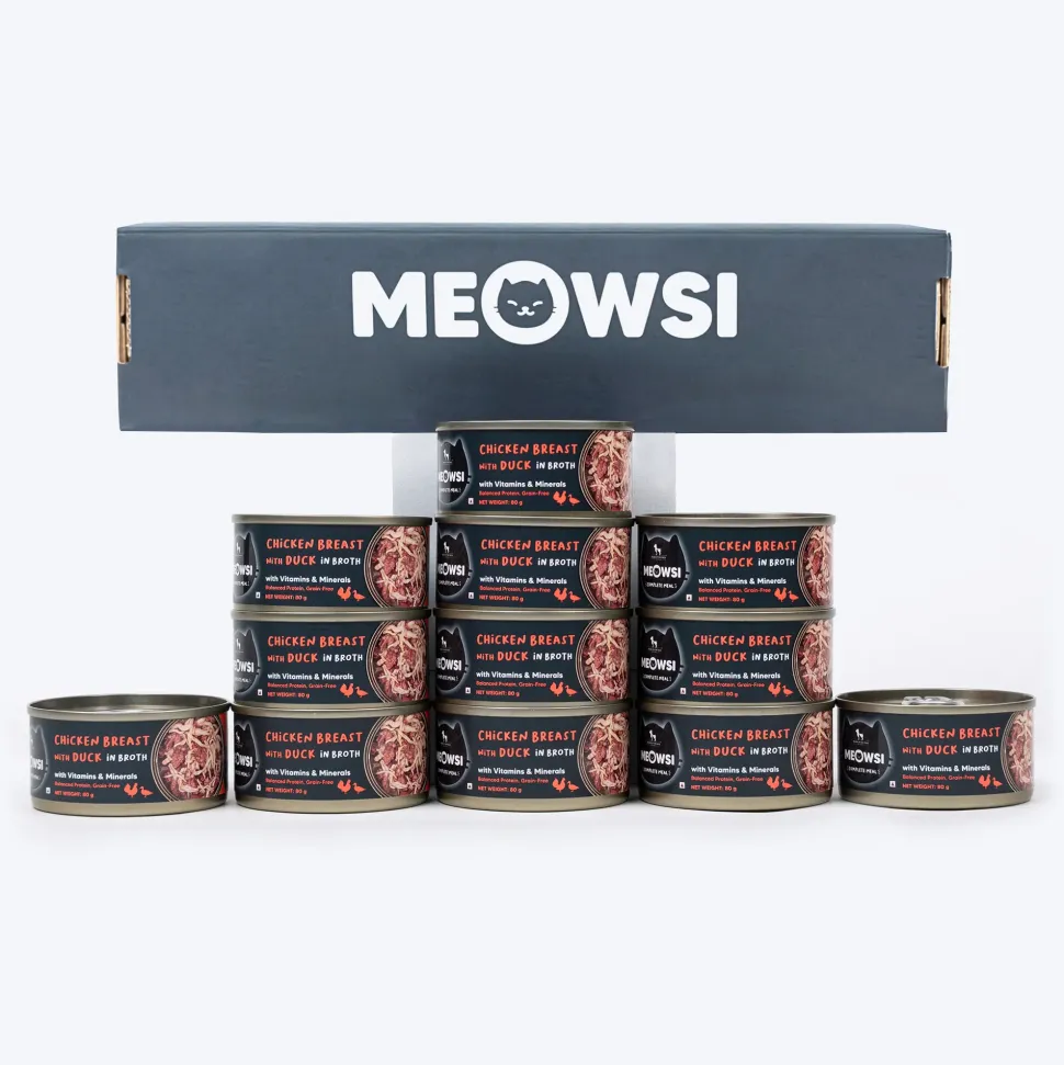 Meowsi Chicken Breast & Duck in Broth Canned Cat Food 80g