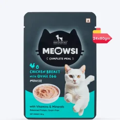 Meowsi Chicken Breast & Quail Egg Mousse Wet Cat Food 80g