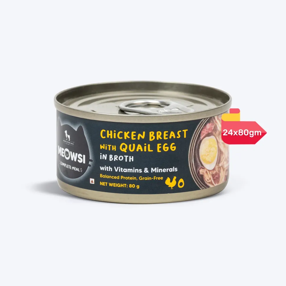 Meowsi Chicken Breast & Quail Egg in Broth Cat Food 80g