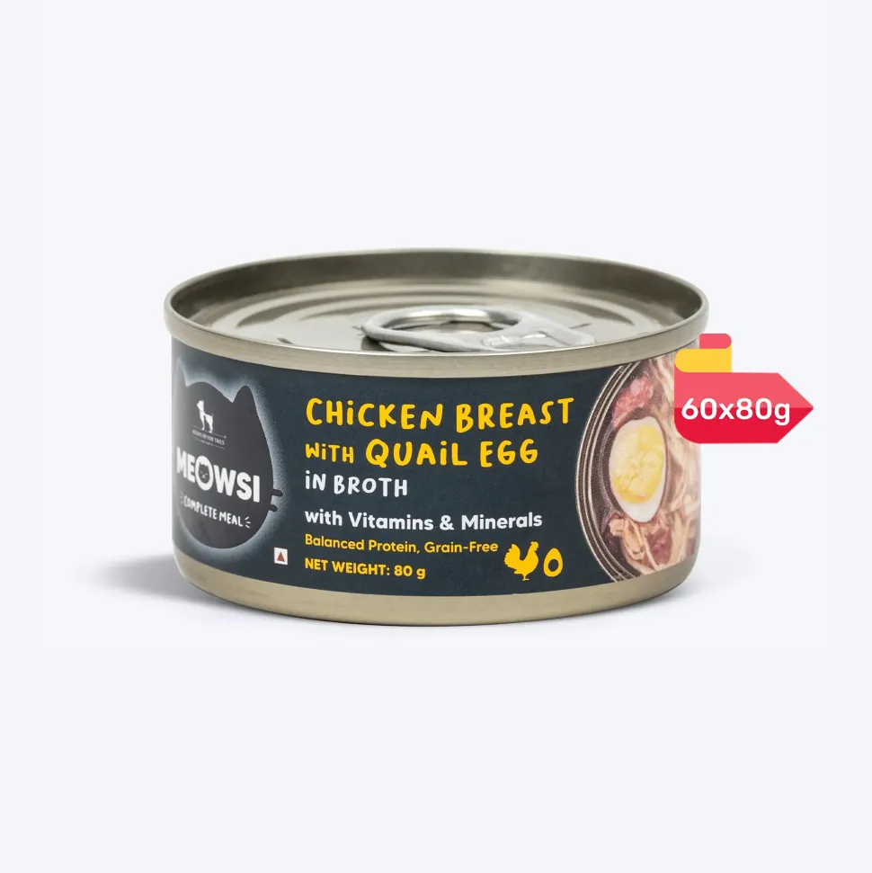 Meowsi Chicken Breast & Quail Egg in Broth Cat Food 80g