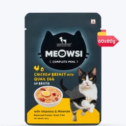 Meowsi Chicken Breast & Quail Egg in Broth Wet Cat Food 80g