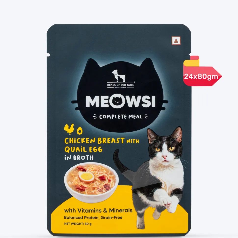 Meowsi Chicken Breast & Quail Egg in Broth Wet Cat Food 80g