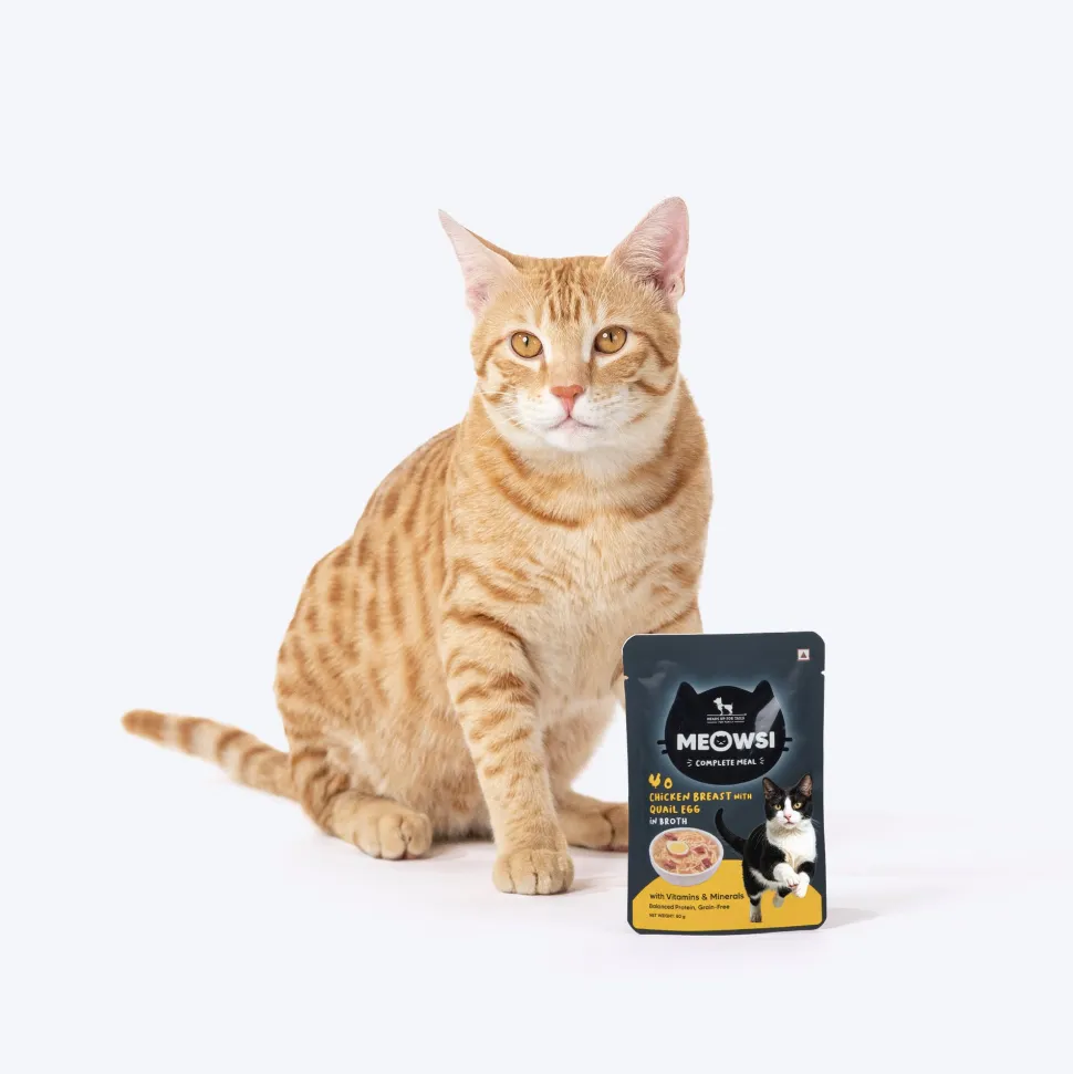 Meowsi Chicken Breast & Quail Egg in Broth Wet Cat Food 80g