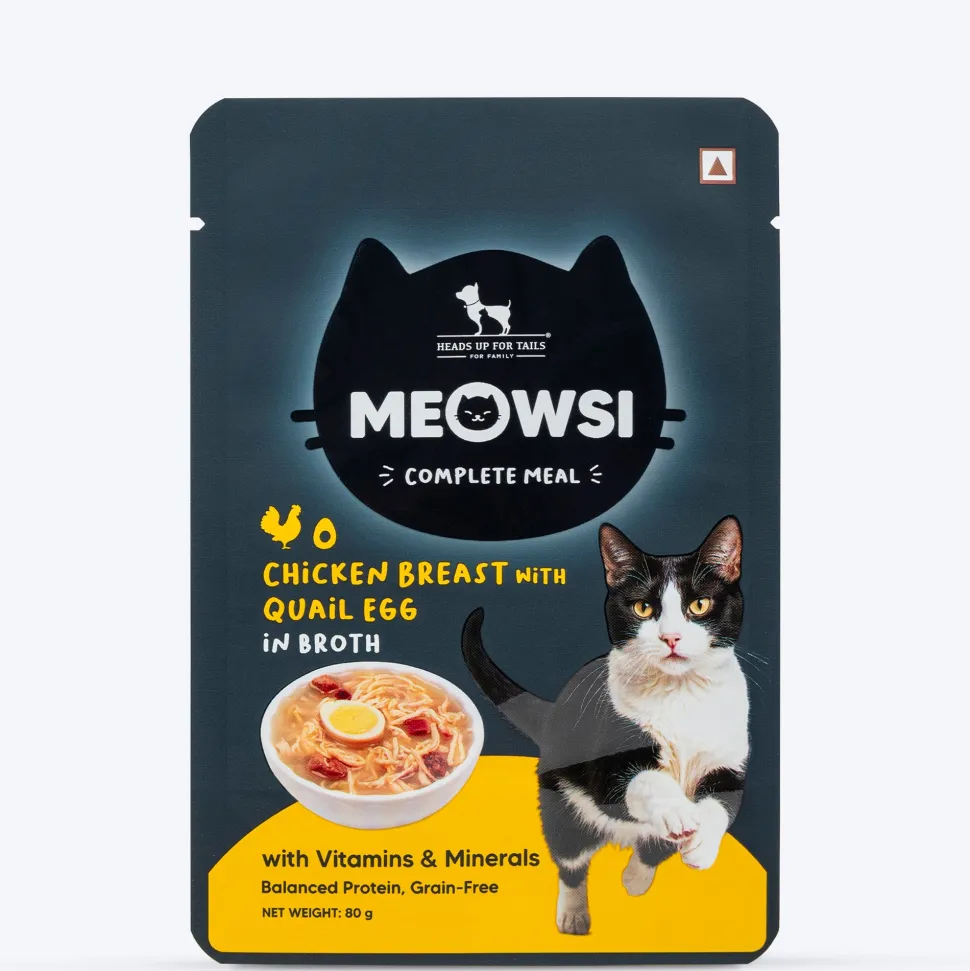 Meowsi Chicken Breast & Quail Egg in Broth Wet Cat Food 80g