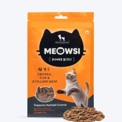 Meowsi Chicken, Fish & Psyllium Husk Power Bites Cat Treats 50g
