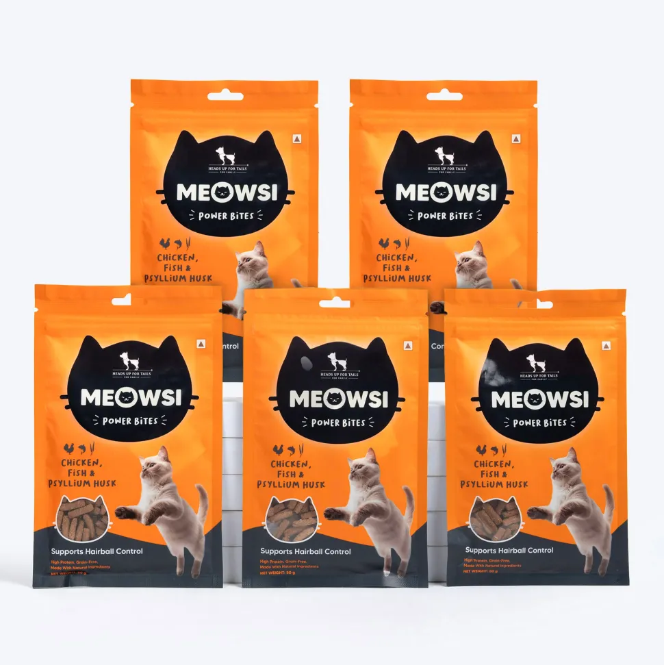 Meowsi Chicken, Fish & Psyllium Husk Power Bites Cat Treats 50g
