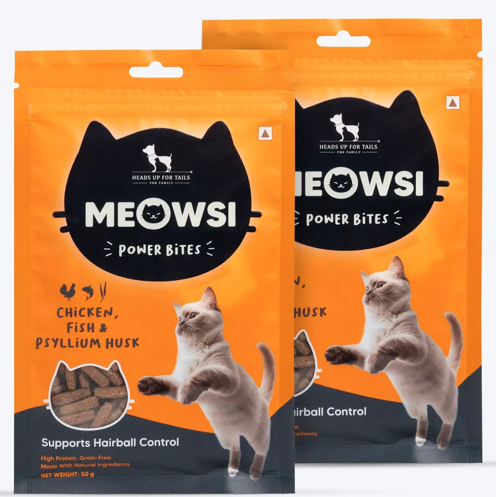 Meowsi Chicken, Fish & Psyllium Husk Power Bites Cat Treats 50g