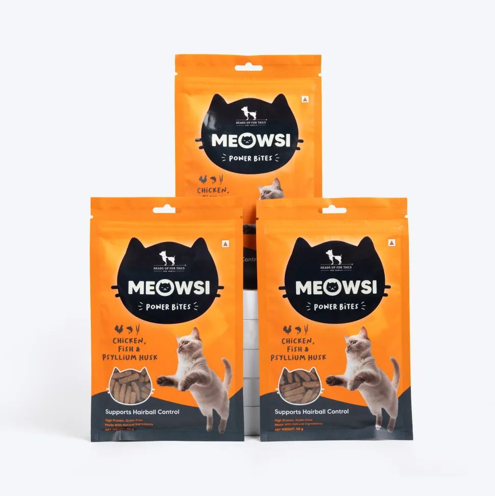 Meowsi Chicken, Fish & Psyllium Husk Power Bites Cat Treats 50g