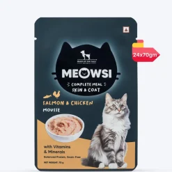 Meowsi Skin & Coat Salmon & Chicken Mousse Wet Cat Food 70g