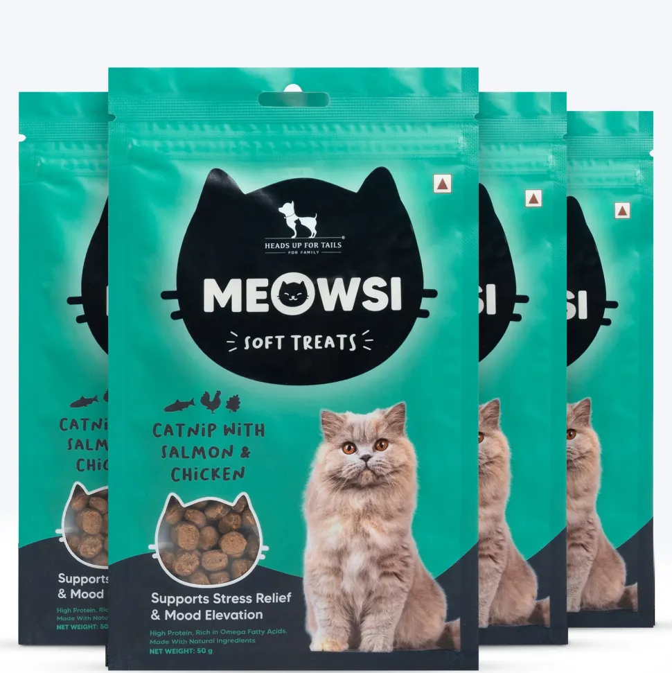 Meowsi Soft Cat Treats Catnip Salmon & Chicken Grain-Free 50g