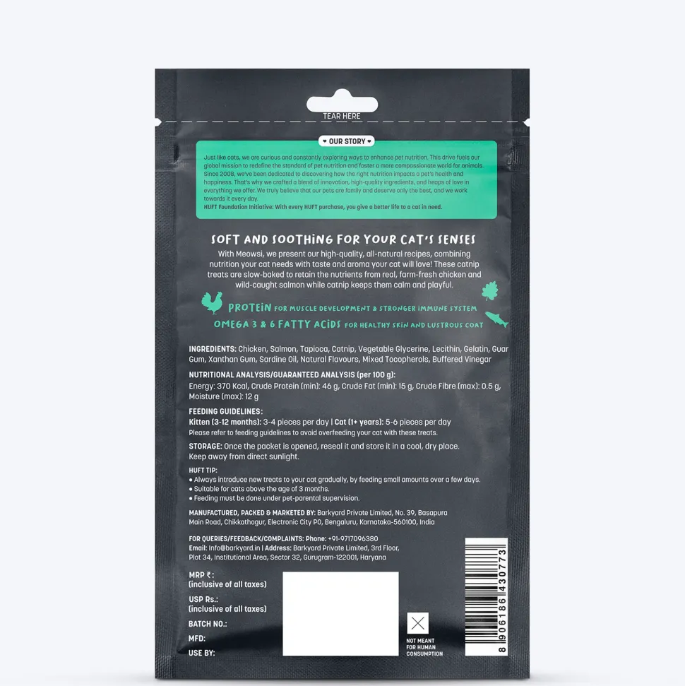 Meowsi Soft Cat Treats Catnip Salmon & Chicken Grain-Free 50g