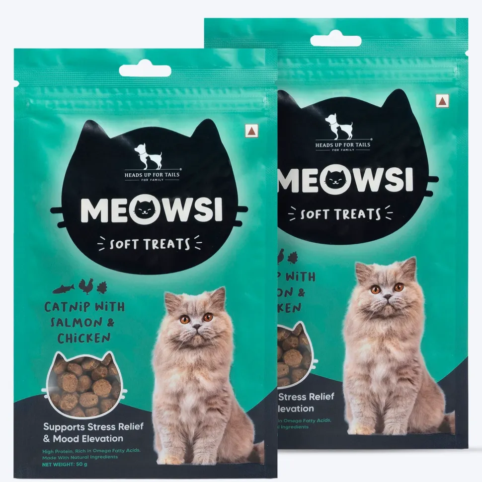 Meowsi Soft Cat Treats Catnip Salmon & Chicken Grain-Free 50g