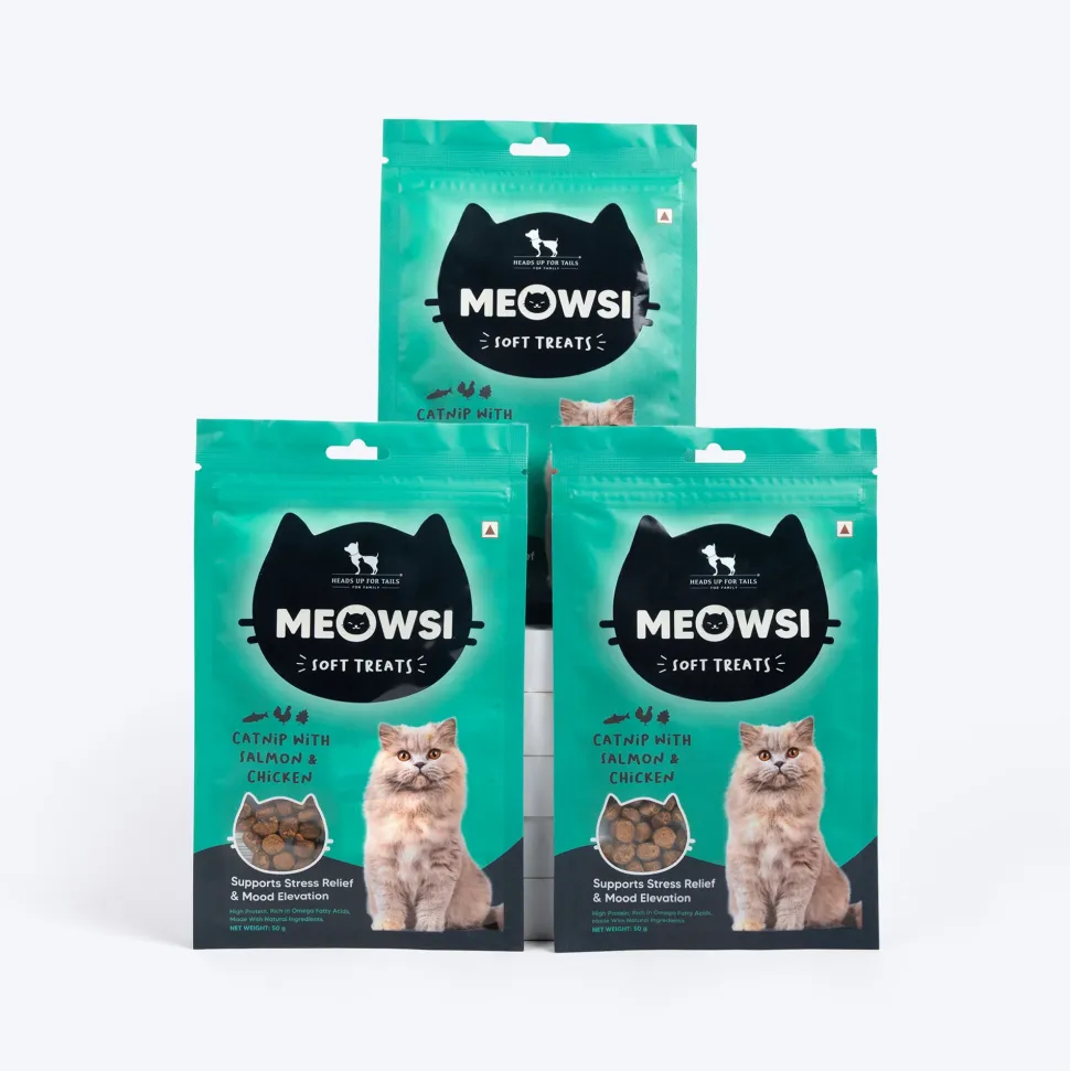 Meowsi Soft Cat Treats Catnip Salmon & Chicken Grain-Free 50g