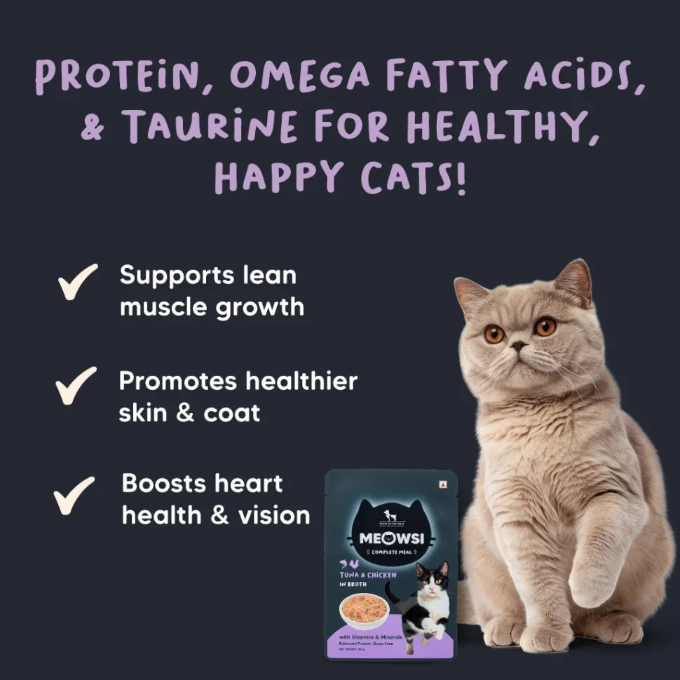 Meowsi Tuna & Chicken in Broth Wet Cat Food Grain-Free 80g