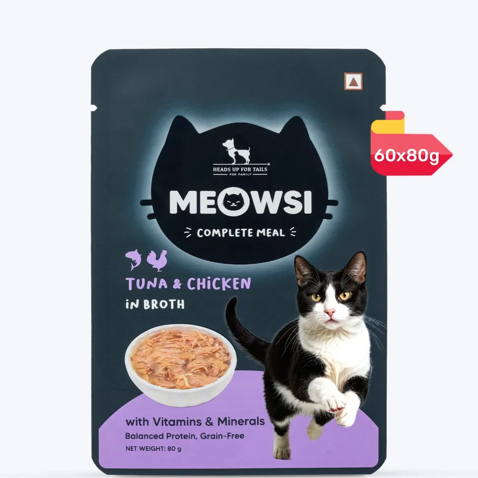 Meowsi Tuna & Chicken in Broth Wet Cat Food Grain-Free 80g