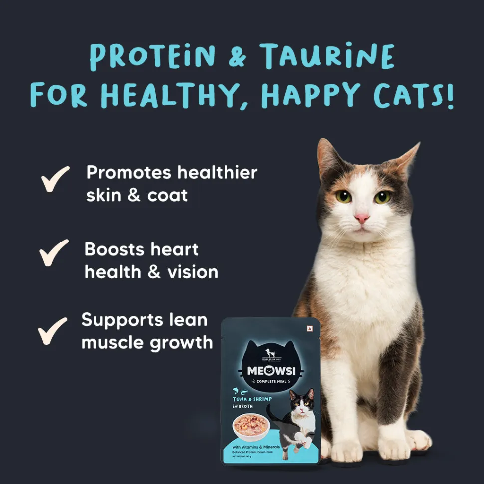 Meowsi Tuna & Shrimp in Broth Wet Cat Food Grain-Free 80g
