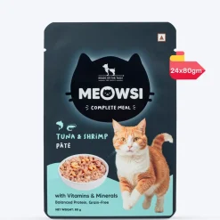 Meowsi Tuna & Shrimp Pate Wet Cat Food Grain-Free 80g