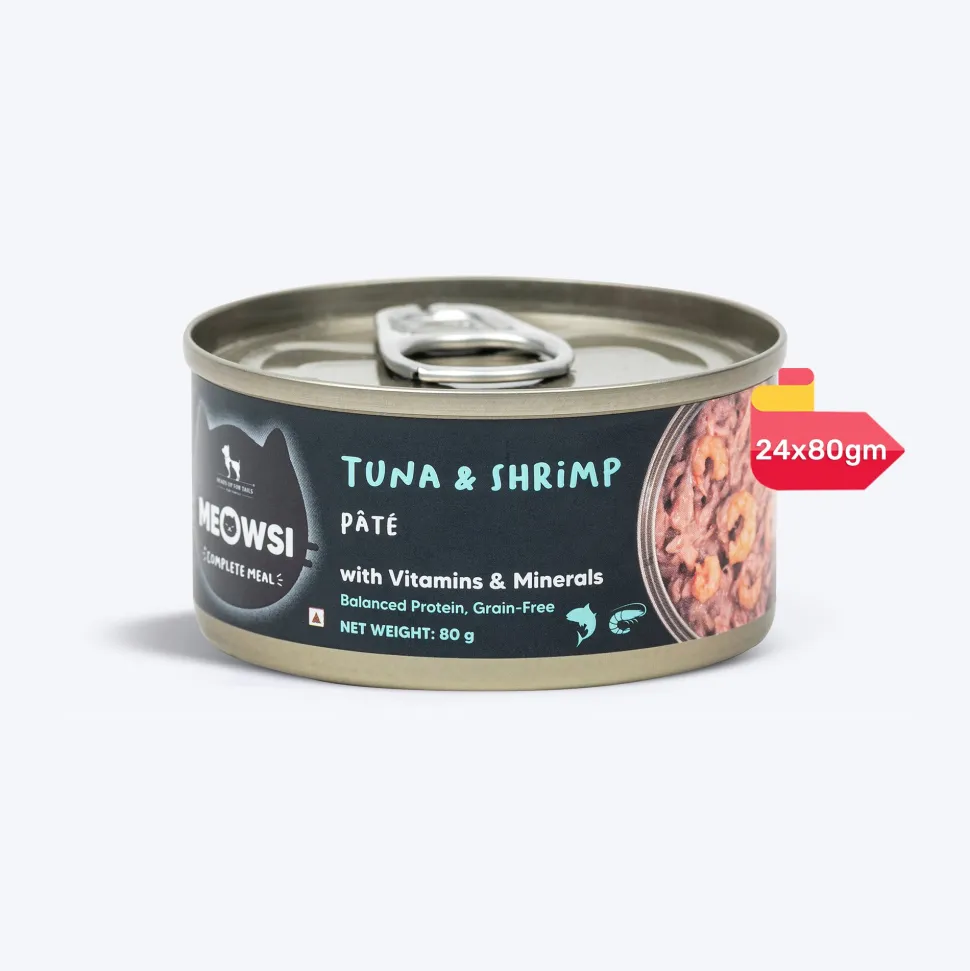 Meowsi Tuna & Shrimp Pâté Wet Cat Food Grain-Free 80g