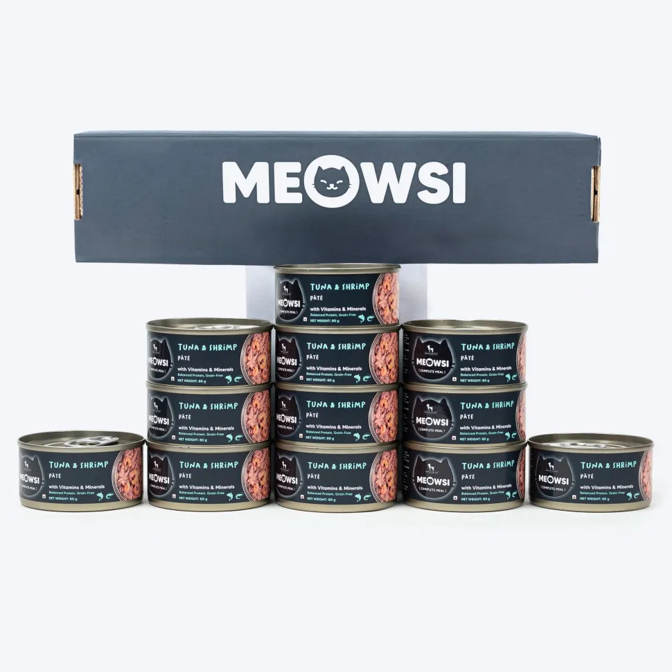 Meowsi Tuna & Shrimp Pâté Wet Cat Food Grain-Free 80g