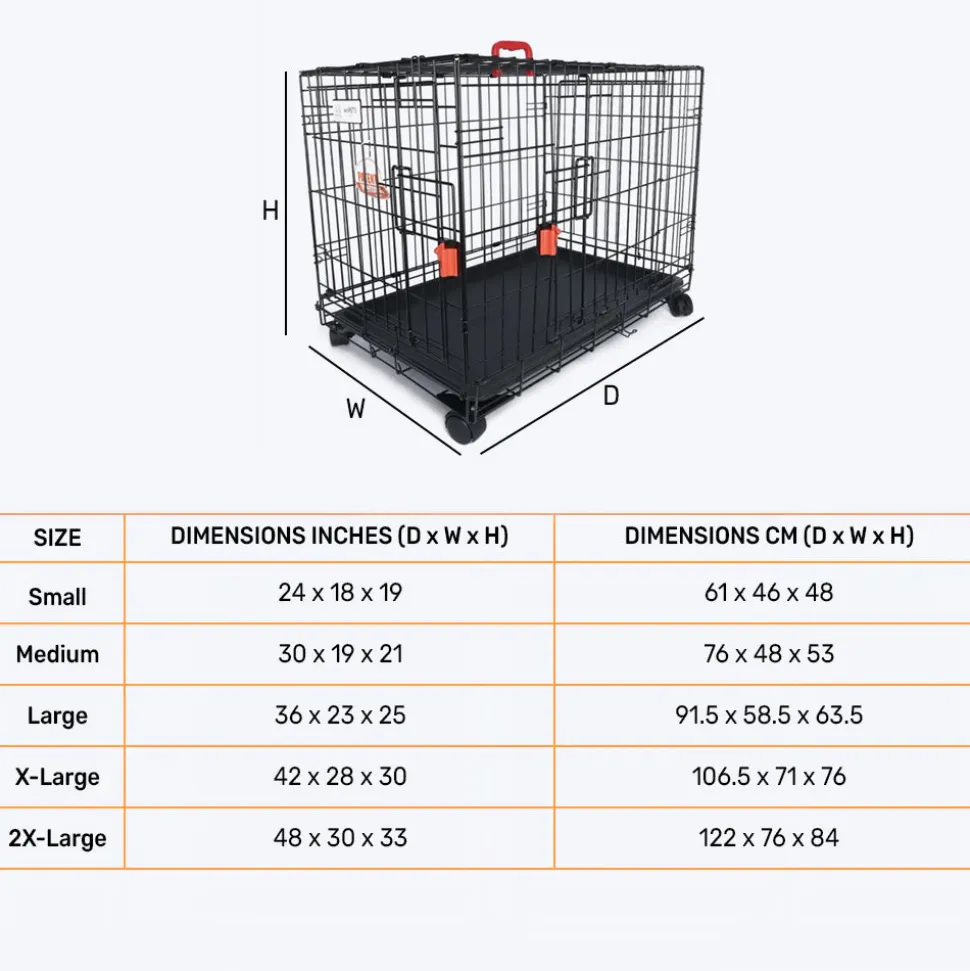 M-Pets Voyager Wire Crate with 2 Doors and Wheels For Dog & Cat