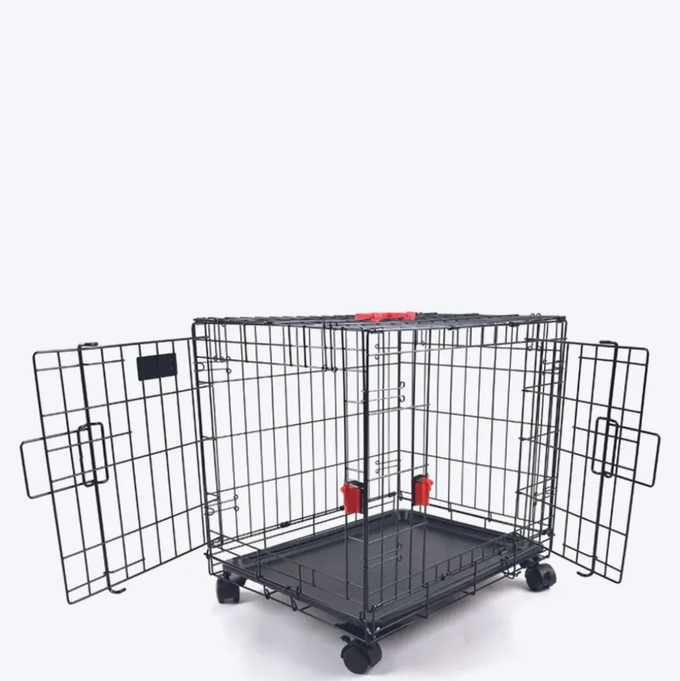 M-Pets Voyager Wire Crate with 2 Doors and Wheels For Dog & Cat