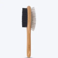 M-Pets Bamboo Double-Sided Pin Pets Brush - Brown