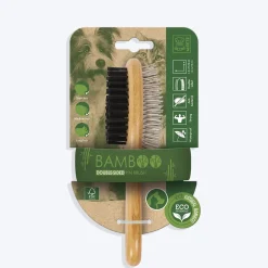 M-Pets Bamboo Double-Sided Pin Pets Brush - Brown