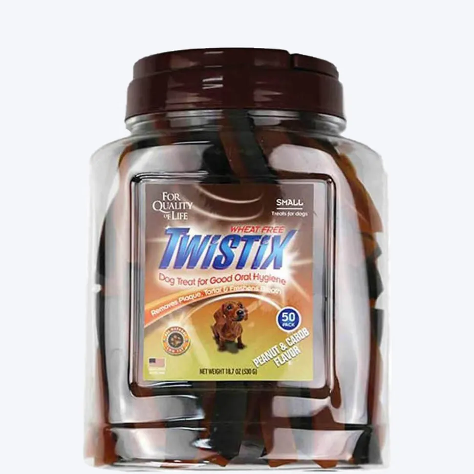 NPIC Twistix Peanut & Carob Dog Treats Canister - Small (50 Sticks) - 530g