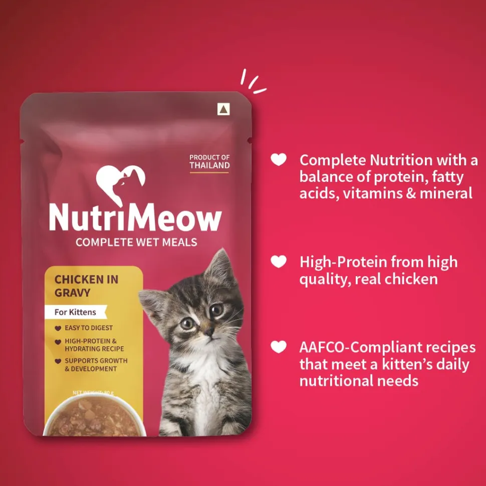 NutriMeow Chicken in Gravy Wet Food For Kitten - 80 gm