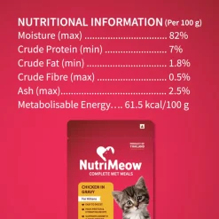 NutriMeow Chicken in Gravy Wet Food For Kitten - 80 gm
