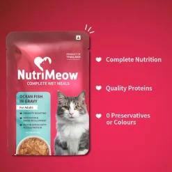 NutriMeow Oceanfish In Gravy Wet Food For Adult Cat - 80 gm
