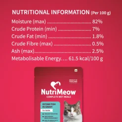 NutriMeow Oceanfish In Gravy Wet Food For Adult Cat - 80 gm