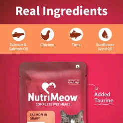 NutriMeow Salmon In Gravy Wet Food For Adult Cat - 80 gm