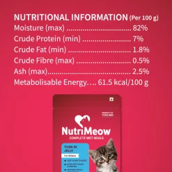 NutriMeow Tuna In Jelly Wet Food For Kitten - 80 gm